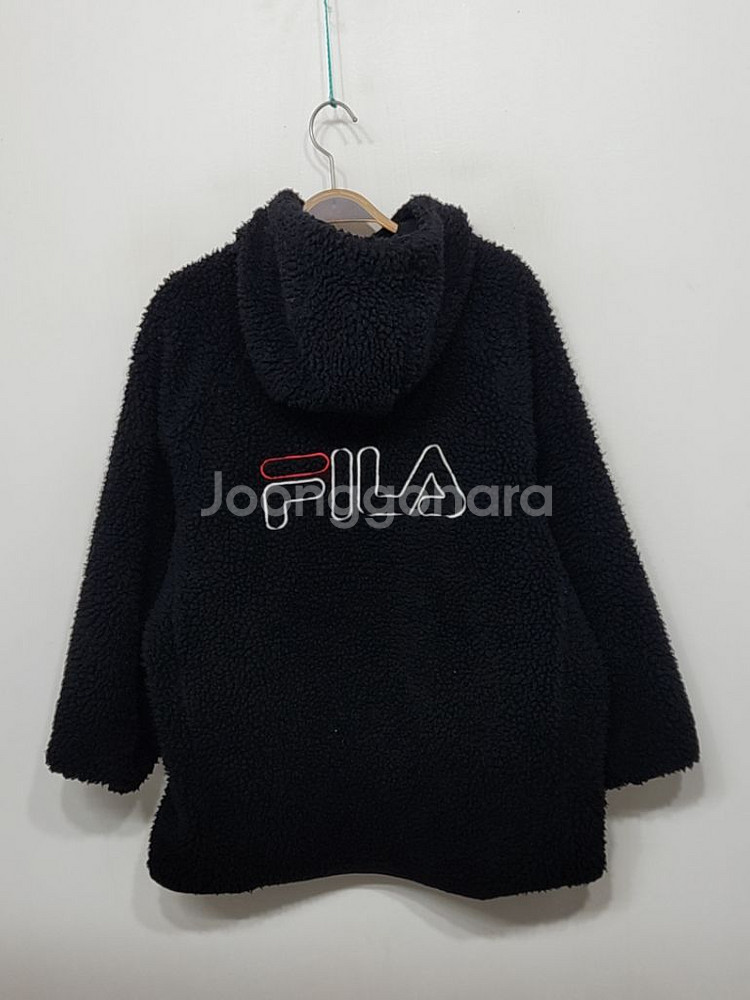 (L) 휠라 뽀글이 점퍼 블랙 필라 후리스 후드자켓--5