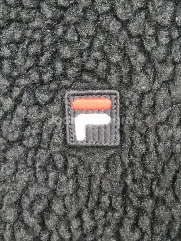 (L) 휠라 뽀글이 점퍼 블랙 필라 후리스 후드자켓--3