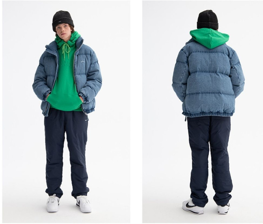 위캔더스 데님중청 패디드 박서진 덕다운패딩 (마지막가격 이미지
