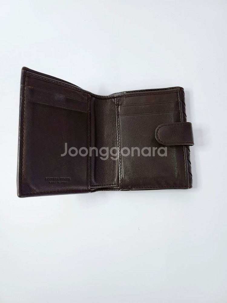 보테가베네타 인트레치아토 브라운 똑딱이 반지갑--5
