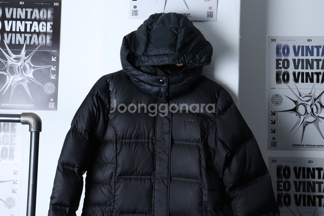 (M) 아디다스 패딩 점퍼자켓 블랙 올드스쿨 한정판--2