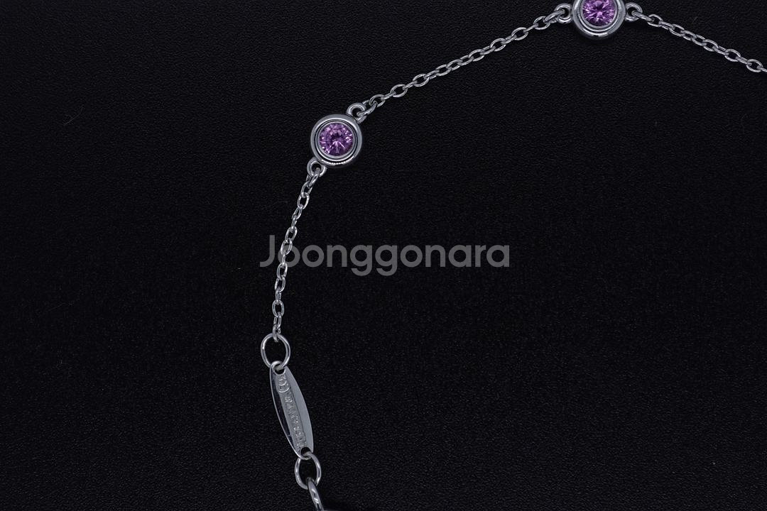 티파니앤코 팔찌 바이더야드 핑크 사파이어 실버 팔찌--3