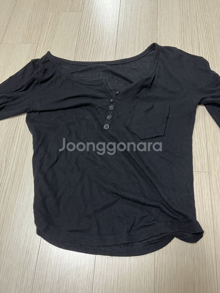 에이블리 코코레브 골지 베이직 티셔츠(블랙)--2