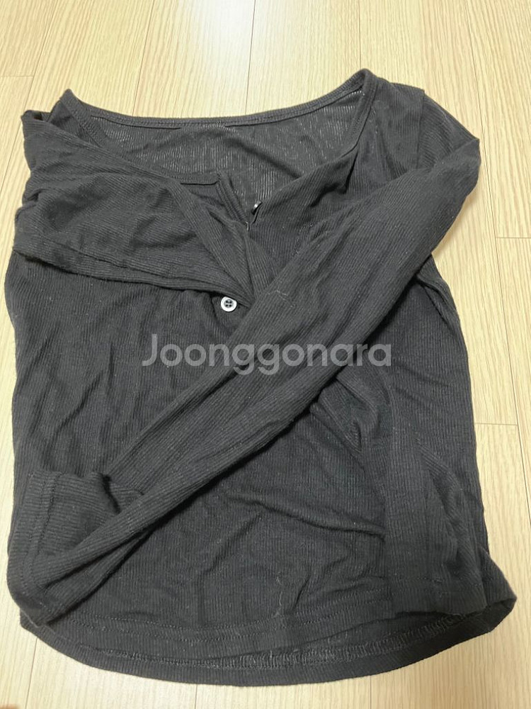 에이블리 코코레브 골지 베이직 티셔츠(블랙)--3