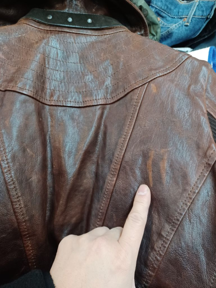 디젤 데님 갤러리 투웨이 퍼 가죽 니트 봄버자켓 38--8