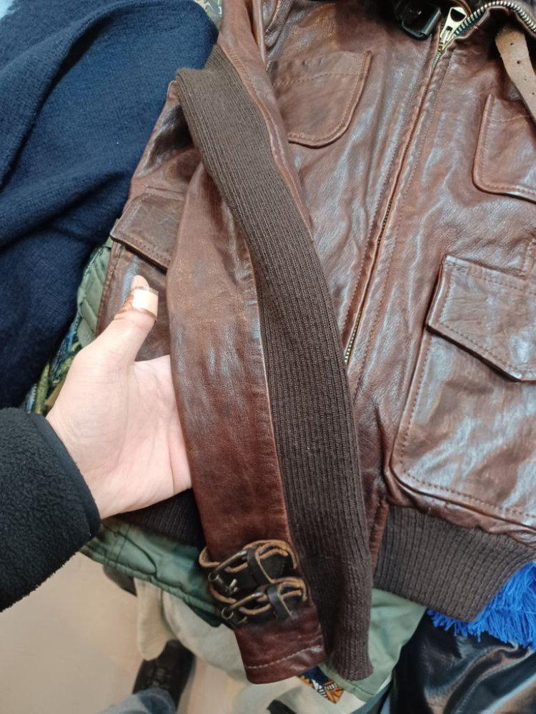 디젤 데님 갤러리 투웨이 퍼 가죽 니트 봄버자켓 38--7