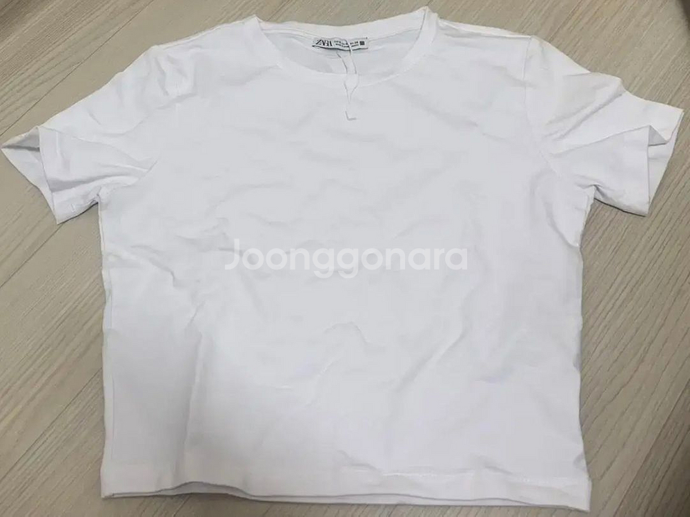 자라 ZARA 기본 블랙 화이트 흰색 검정 반팔티 크롭--8