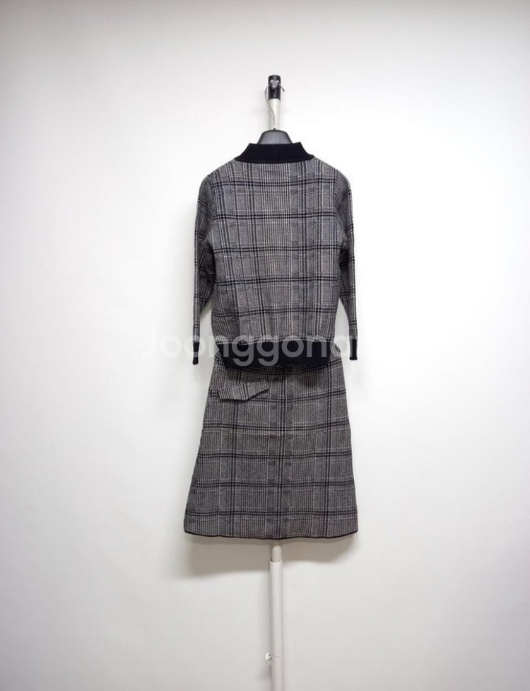 새 로드샵 추동 울 니트 체크 스커트 셋업 33-55--1