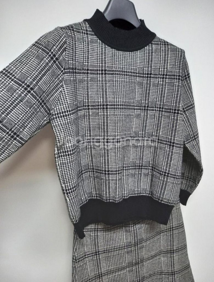 새 로드샵 추동 울 니트 체크 스커트 셋업 33-55--5