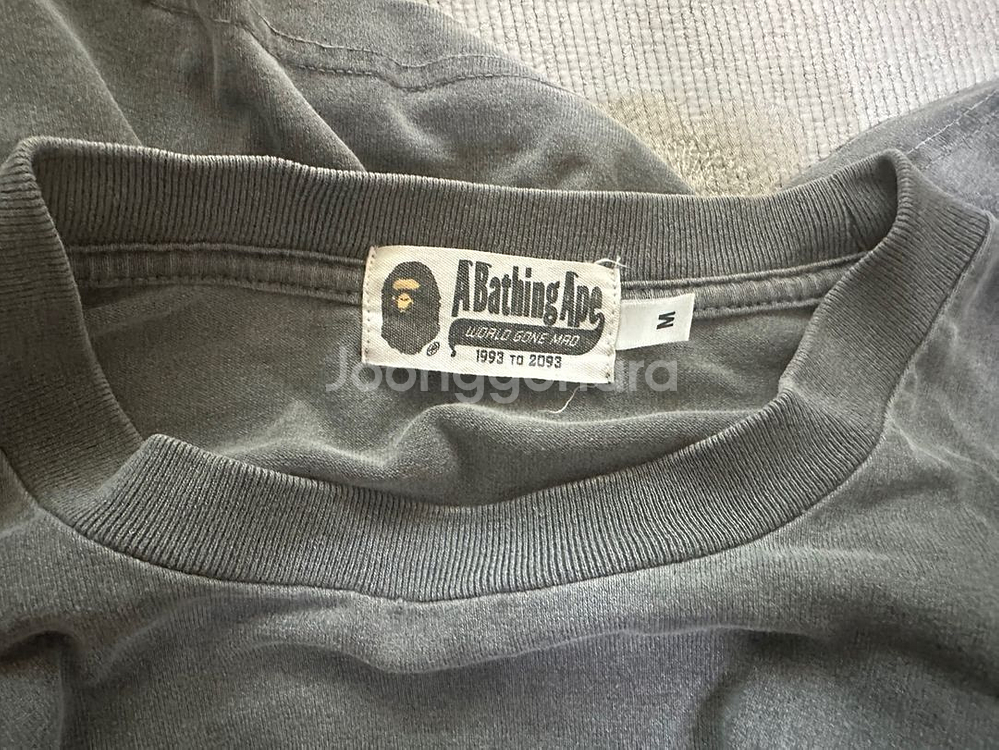 (정품) BAPE 베이프 피그먼트 롱슬리브 그레이--4