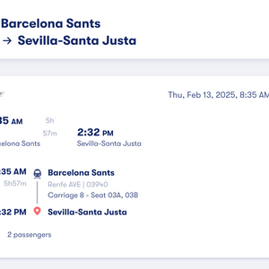 바르셀로나-세비야 기차(Renfe) 티켓 (2/13)