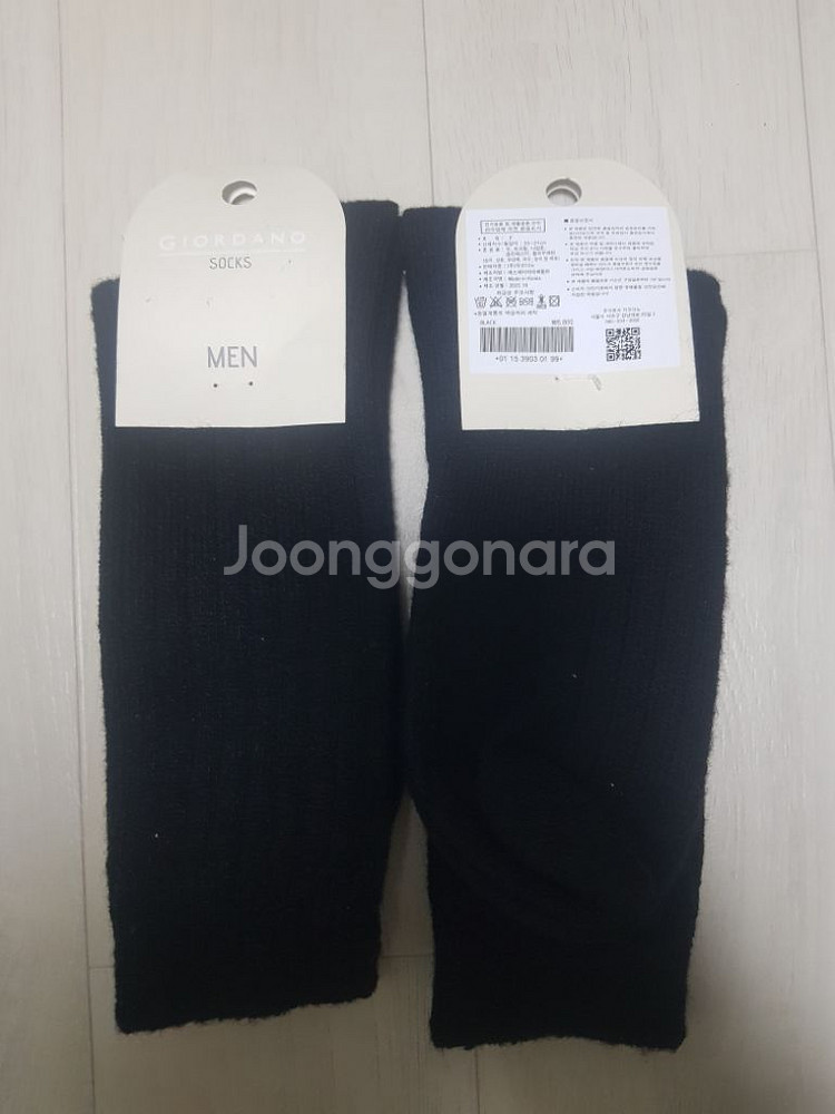 (미사용) 지오다노 남자 울 양말 블랙2개--1