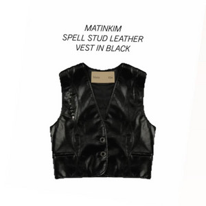 마뗑킴 SPELL STUD LEATHER VEST IN