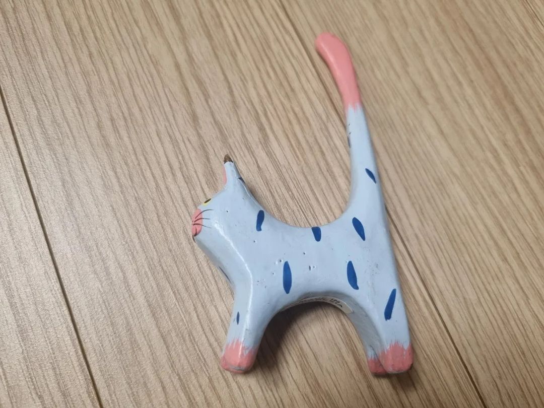 인도네시아 고양이 목각나무인형 피규어