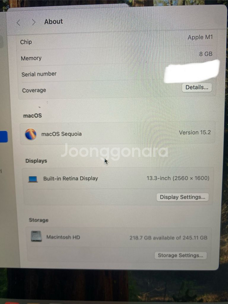 맥북 에어 2020 M1 8gb 256gb--1