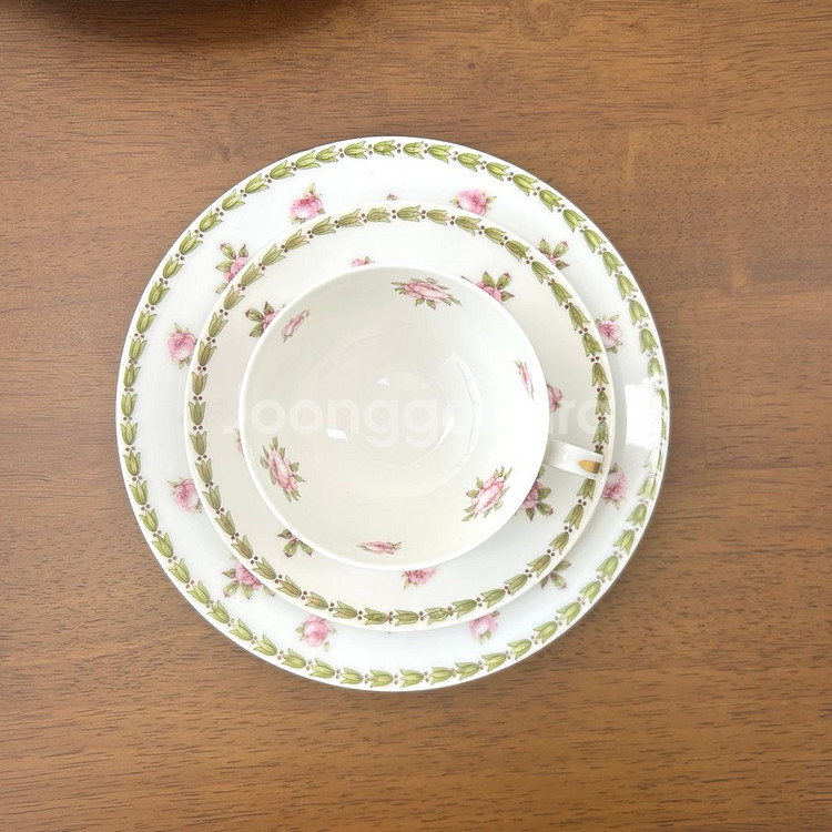하빌랜드 리모주 도자기 컵앤소서 디저트접시 트리오--1