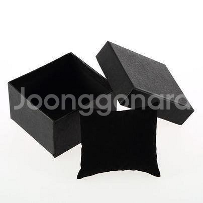새 검정색 선물 포장 상자 소품 + 쿠션 시계 귀걸이--5