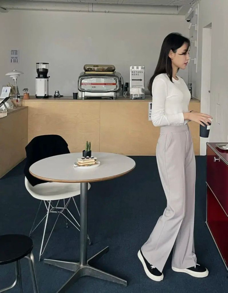 트위 톤즈 세미부츠컷 슬랙스 베이지,그레이 이미지