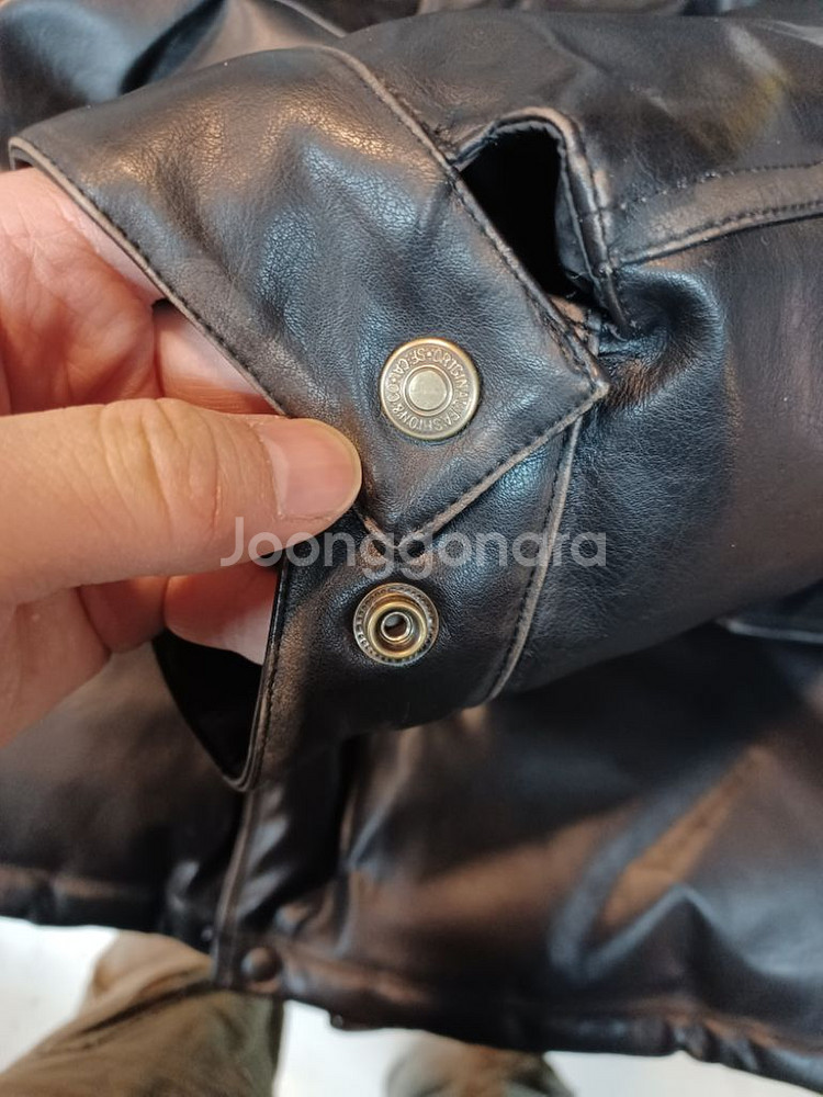 라퍼지스토어 크롭 레더 가죽 패딩 L--6
