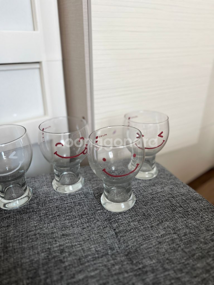 스마일 유리컵 6개 일괄 (맥주잔, 카페컵 겸용)--2