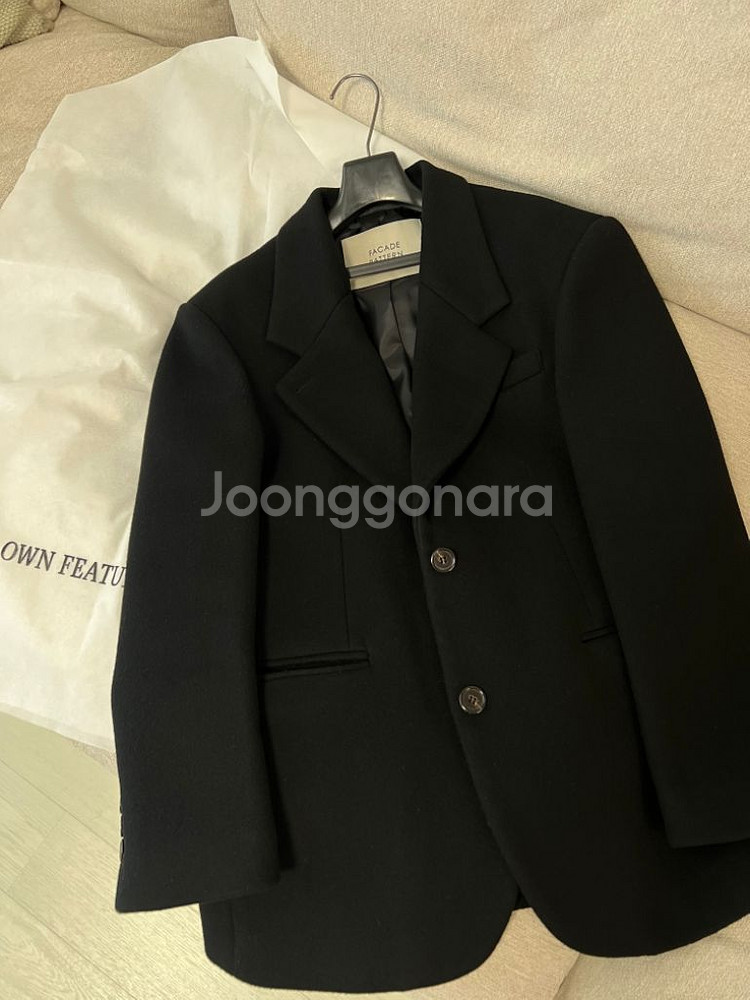 파사드패턴 블레이저 캐시미어 코트 블랙--3