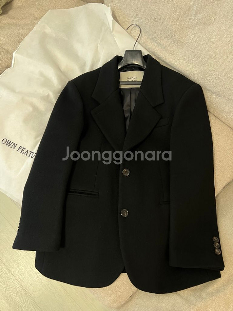 파사드패턴 블레이저 캐시미어 코트 블랙--9