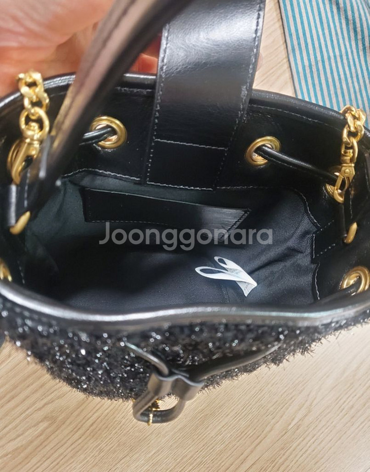 랑방 글리터 프린지 버킷 백--5