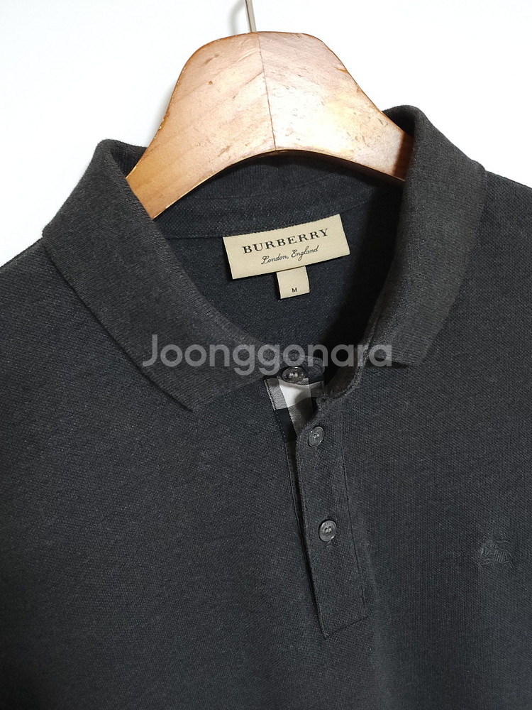 M 버버리 차콜 체크 남성 반팔 카라티 8036274--1