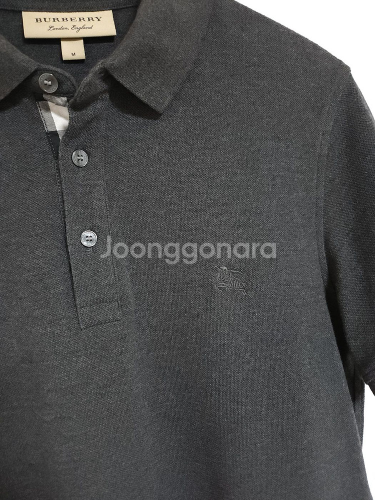 M 버버리 차콜 체크 남성 반팔 카라티 8036274--2