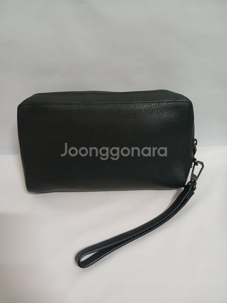 (새상품)빈폴 맨즈 가죽 클러치백 진녹색--1