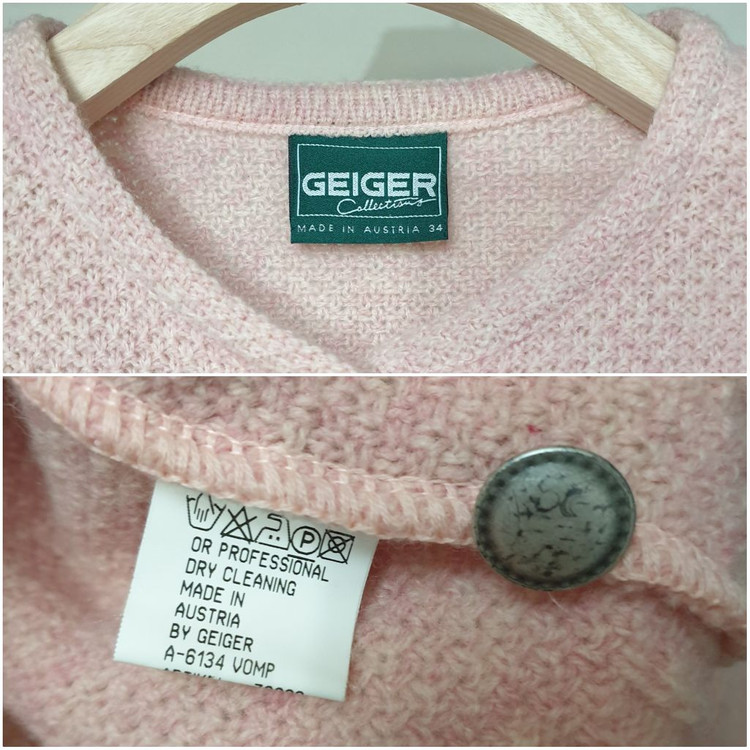 명품 GEIGER 가이거 배이비핑크 플라워자수 가디건--8