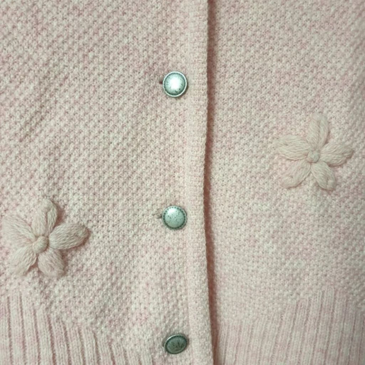 명품 GEIGER 가이거 배이비핑크 플라워자수 가디건--4