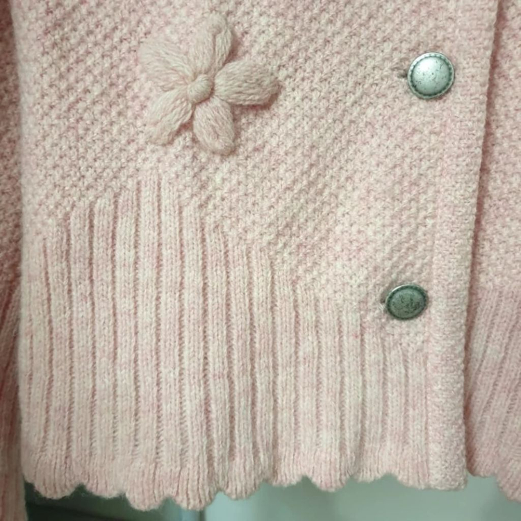 명품 GEIGER 가이거 배이비핑크 플라워자수 가디건--5