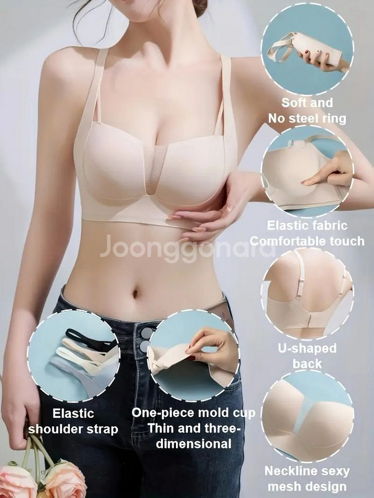 모모엠 섹시한 메쉬 디테일이 있는 무봉제 푸시업--0
