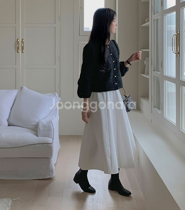 새상품) 탄탄한 바스락 스커트 / 플레어 롱스커트--1