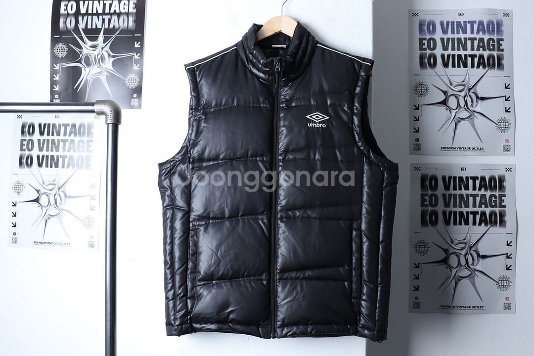 (XL) 엄브로 패딩 점퍼자켓 블랙 올드스쿨 조끼--1