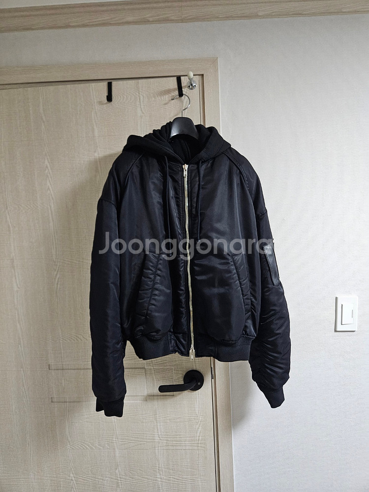 21ss 준지 블랙 후드 디테처블 MA-1 마원 점퍼--2