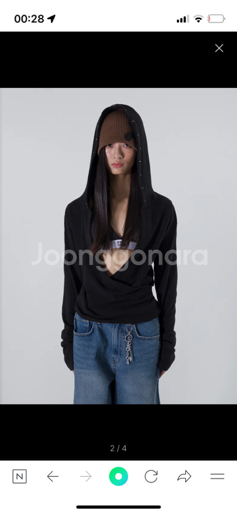 leey RIVET HOODIE SHIRRING TOP--1