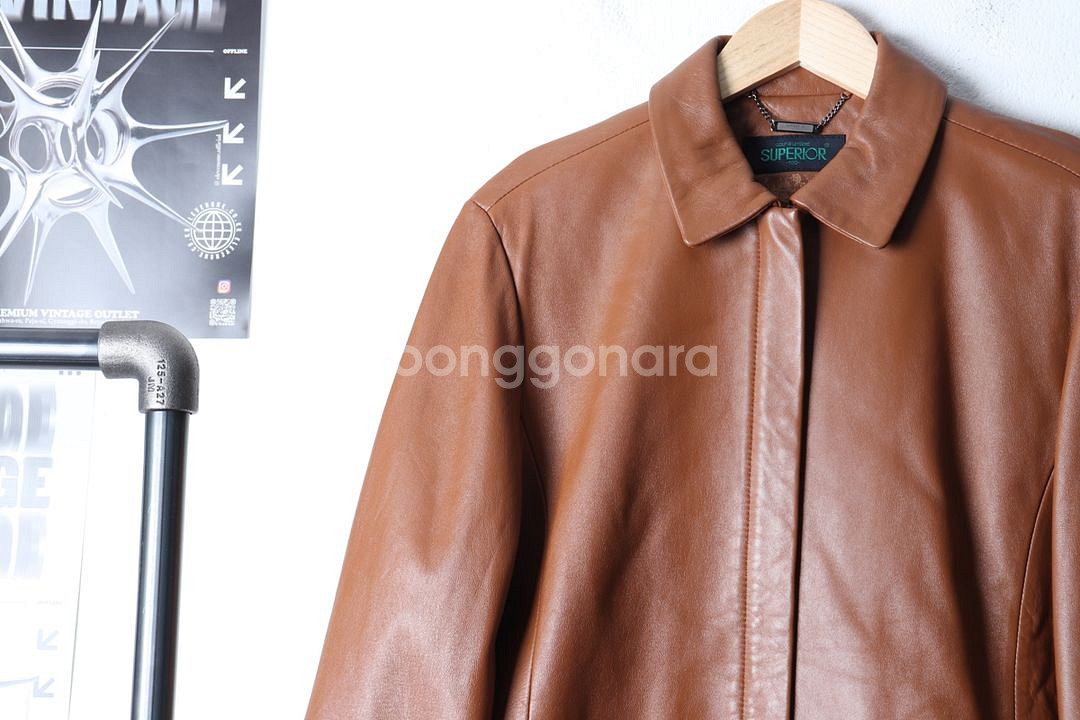 W(L) 브랜드빈티지 코트자켓 슈페리어 브라운 레더--2
