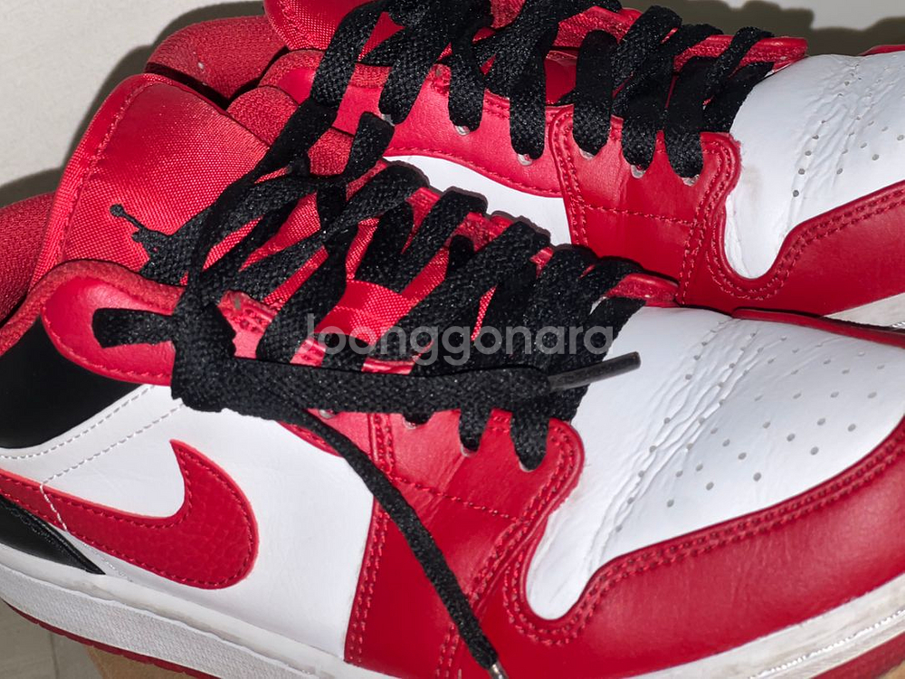 조던1 로우 화이트 짐레드 블랙--5