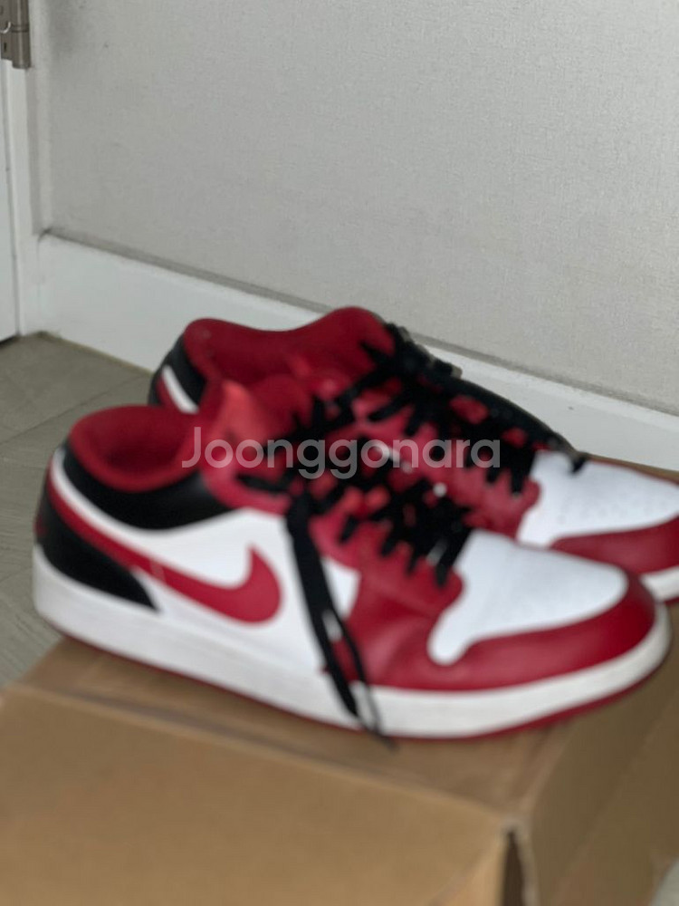 조던1 로우 화이트 짐레드 블랙--2