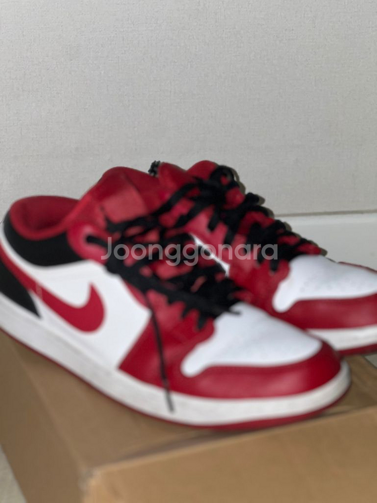 조던1 로우 화이트 짐레드 블랙--4