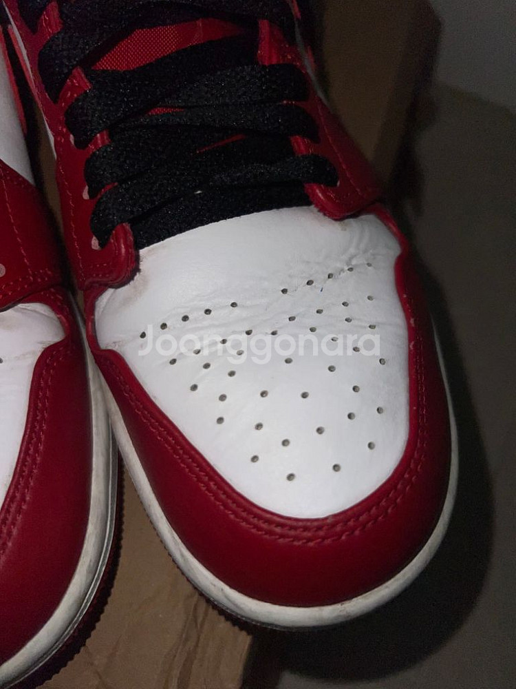 조던1 로우 화이트 짐레드 블랙--6