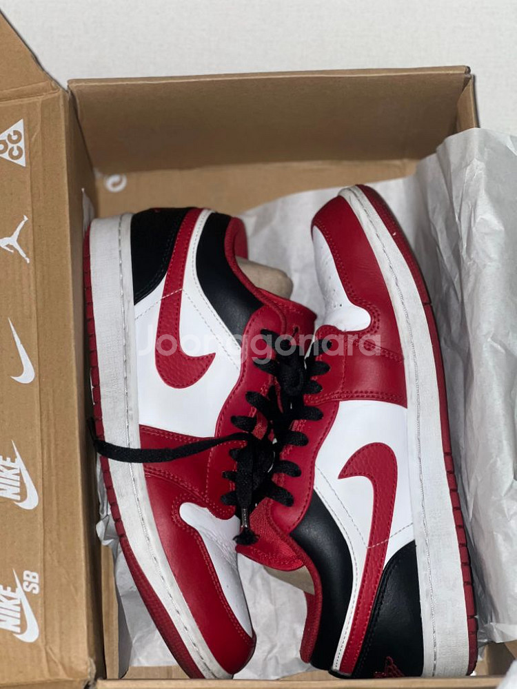 조던1 로우 화이트 짐레드 블랙--1