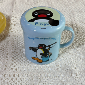 빈티지 핑구 뚜껑 머그컵 pingu