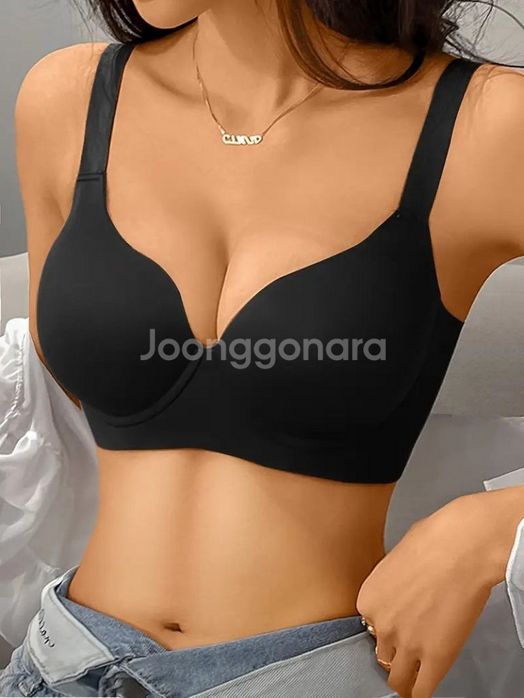 모모엠 성인용 편안한 푸시업 브라색상 : 검은색. 회색--2