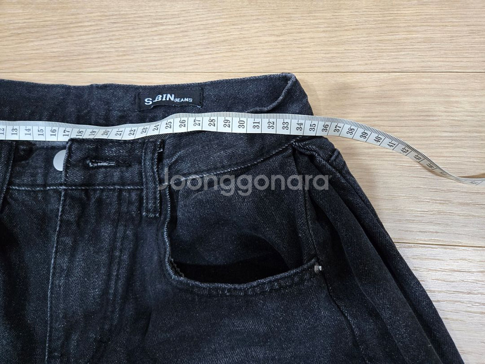 여성_여학생 데님 바지 블랙(벌룬핏사이드폴딩)--7