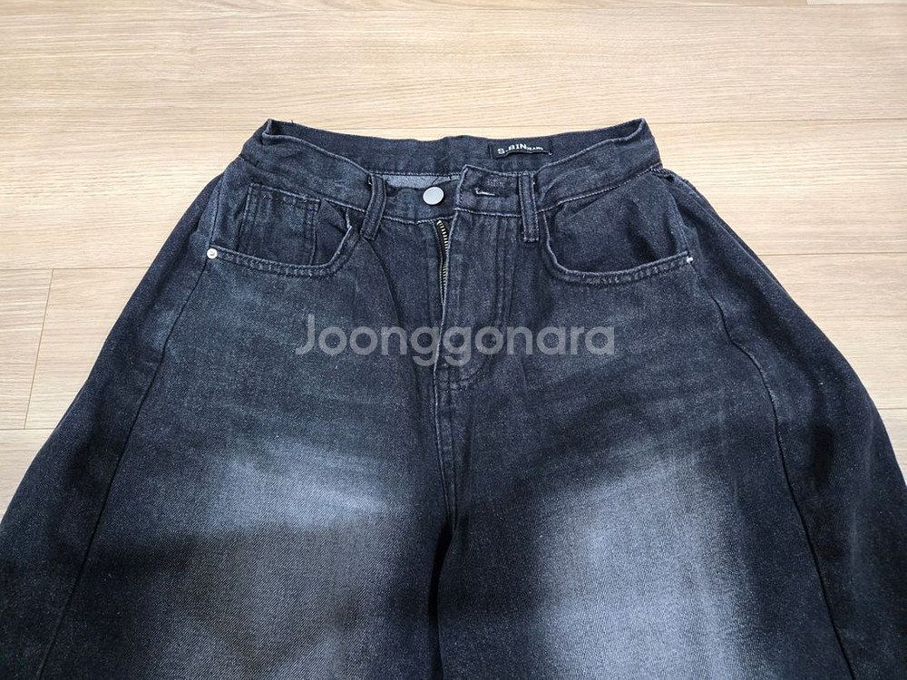 여성_여학생 데님 바지 블랙(벌룬핏사이드폴딩)--5