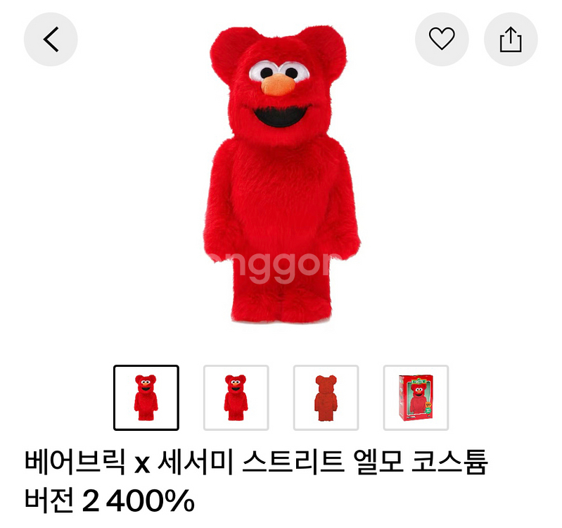 정품 미개봉 베어브릭 엘모 코스튬 1000% 400%--1