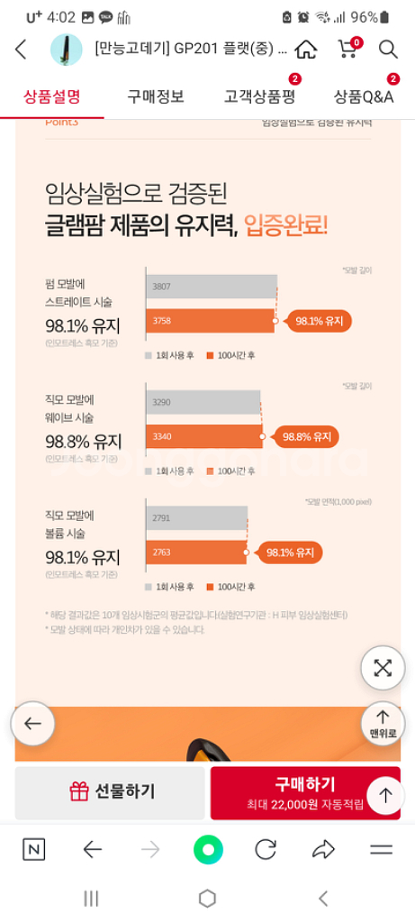 글램팜145AL(소) 뿌리볼륨 새상품 무료배송--3